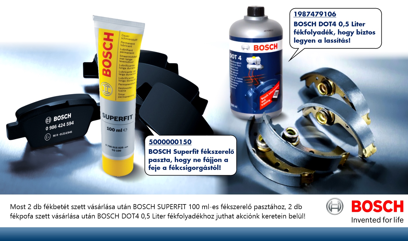 BOSCH fékfolyadék és fékszerelő paszta akció (5000000150, 1987479106)