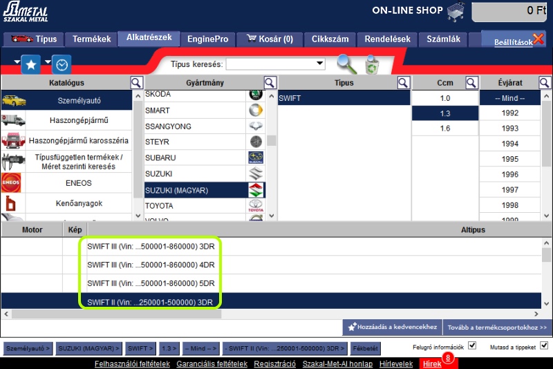 Magyar Suzuki Autóalkatrész kiválasztás