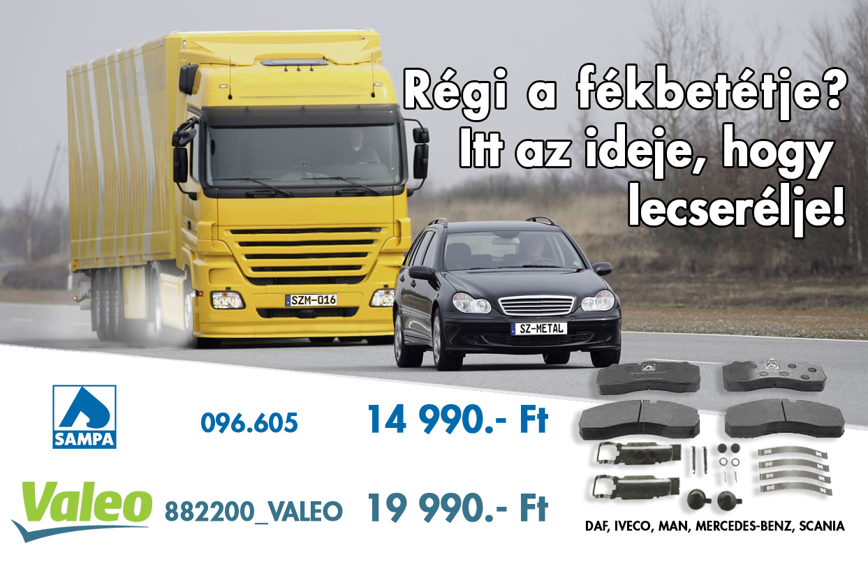 DAF, Iveco, MAn, Mercedes-Benz, Scania fékbetét akció