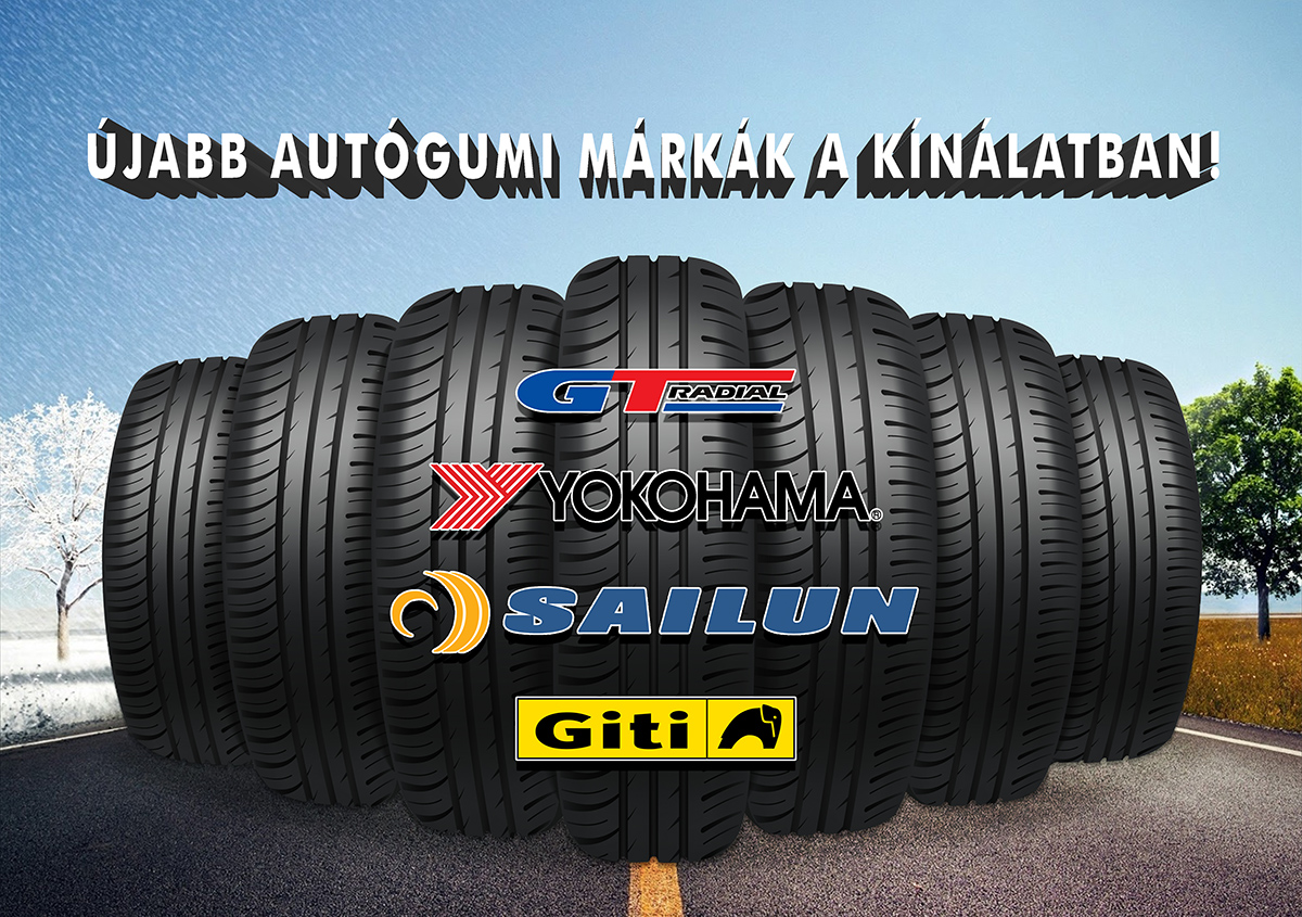 Yokohama, GT Radial, Giti, Sailun gumik a kínálatban