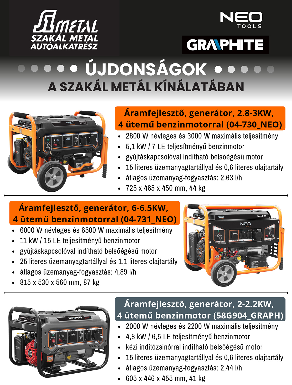 Áramfejlesztő generátorok