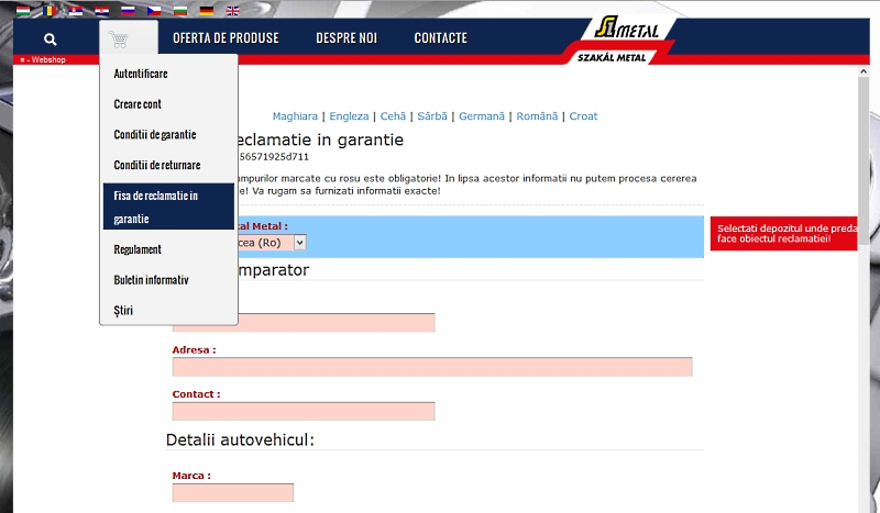 Fisa de reclamatie in garantie