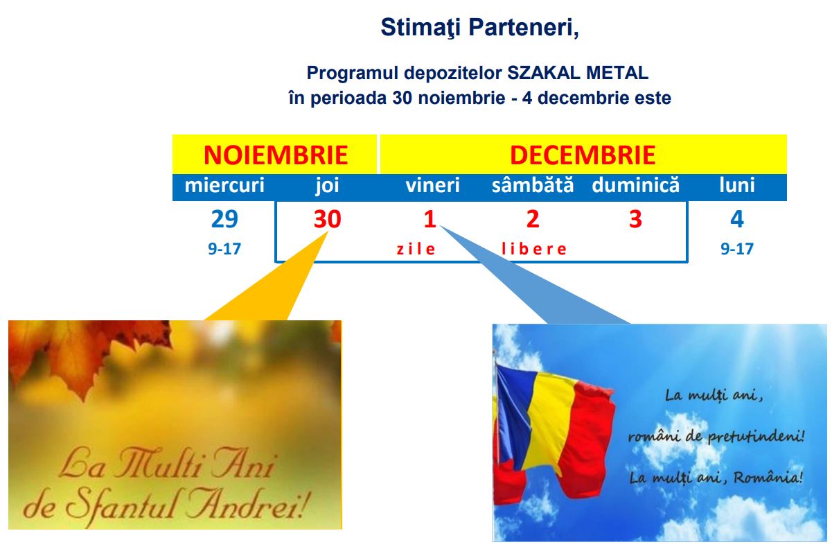 Program Sf. Andrei și 1 Decembrie