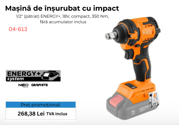 Şurubelniţă impact cu acumulator 04-613
