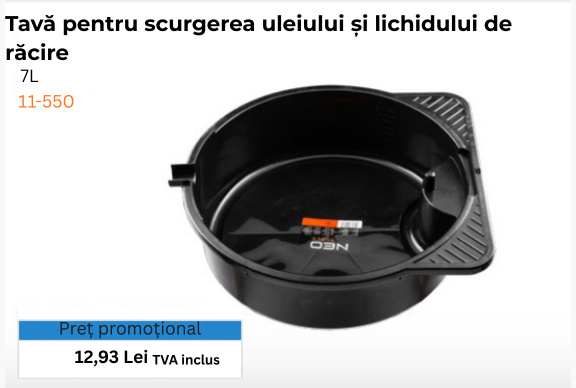 Tava colectare ulei